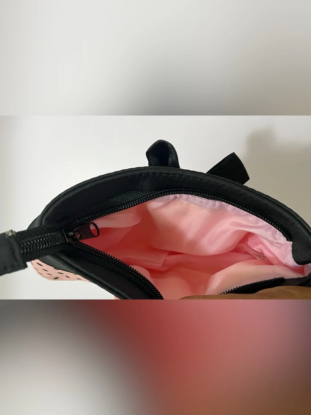 Pink Black Polka Dot Bow Cosmetic Makeup Bag Pouch